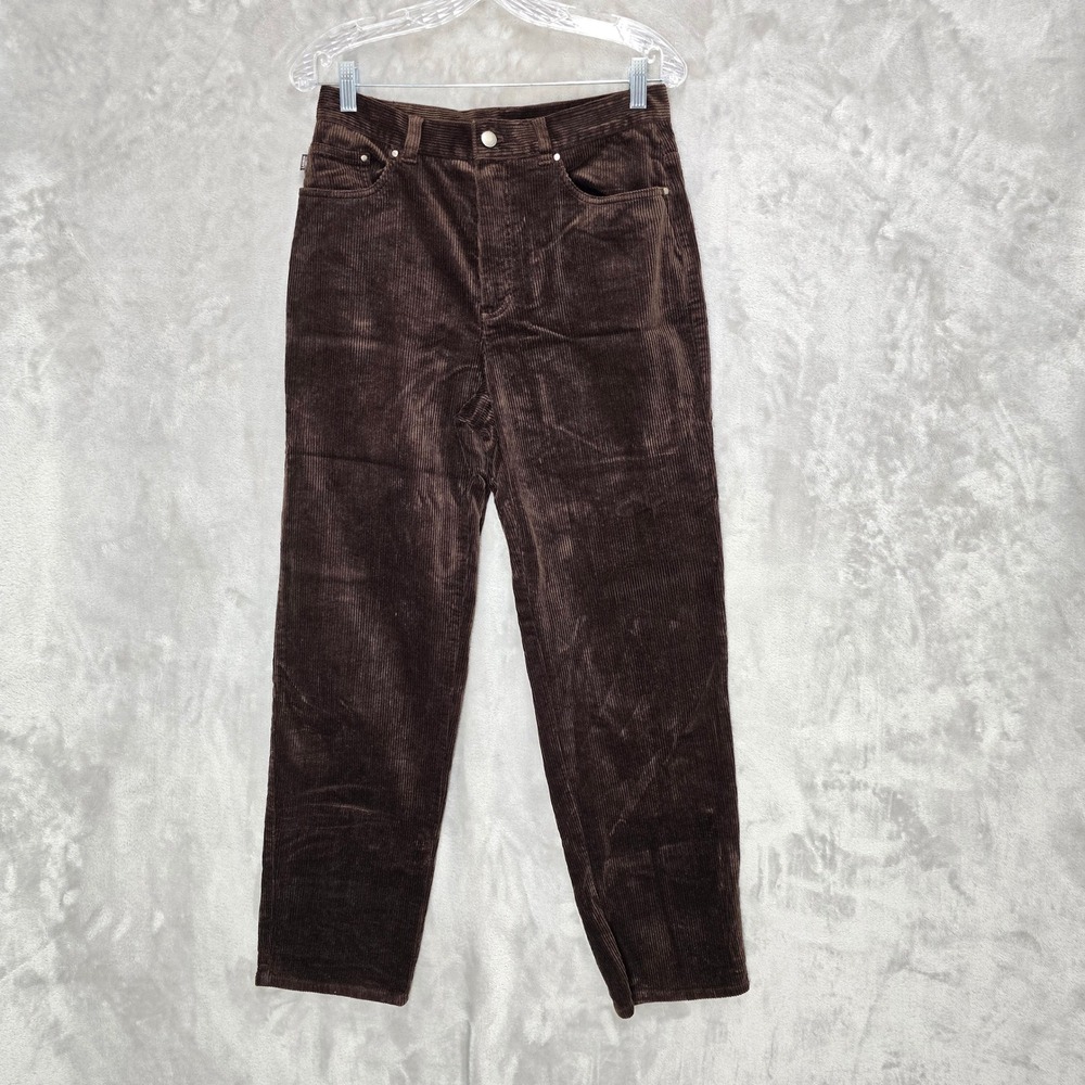 Corduroy Pants Women 8 Dark Brown Straight Leg High Rise Academia Earthy Preppy